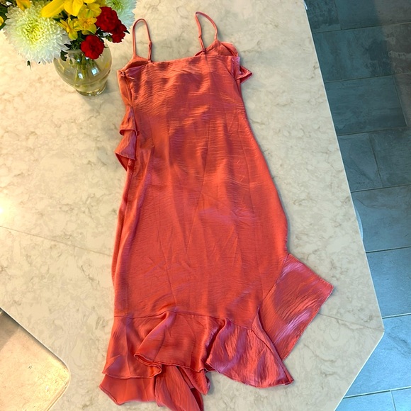 NWT Steve Madden - Christina Ruffle Satin Midi Dress - Picture 8 of 10